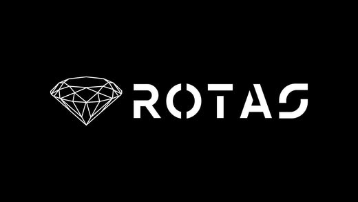 Minimalistlik valge teemandikontuuriga logo brändi nimega mustal taustal