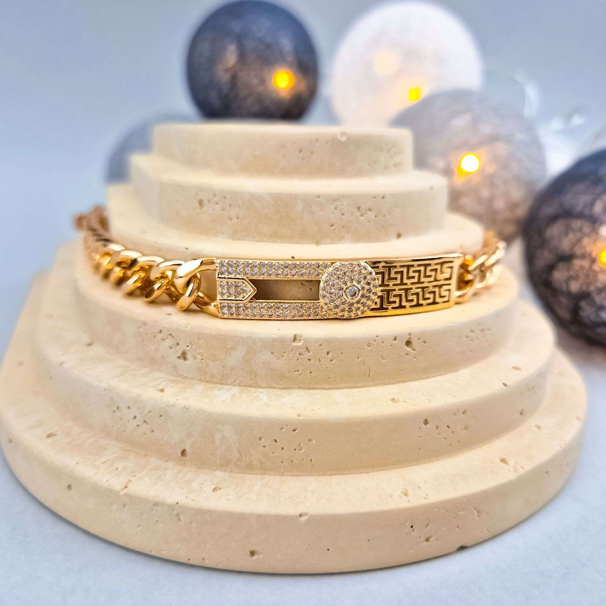 Antialerģiska zelta krāsas rokassprādze ar īsta zelta pārklājumu