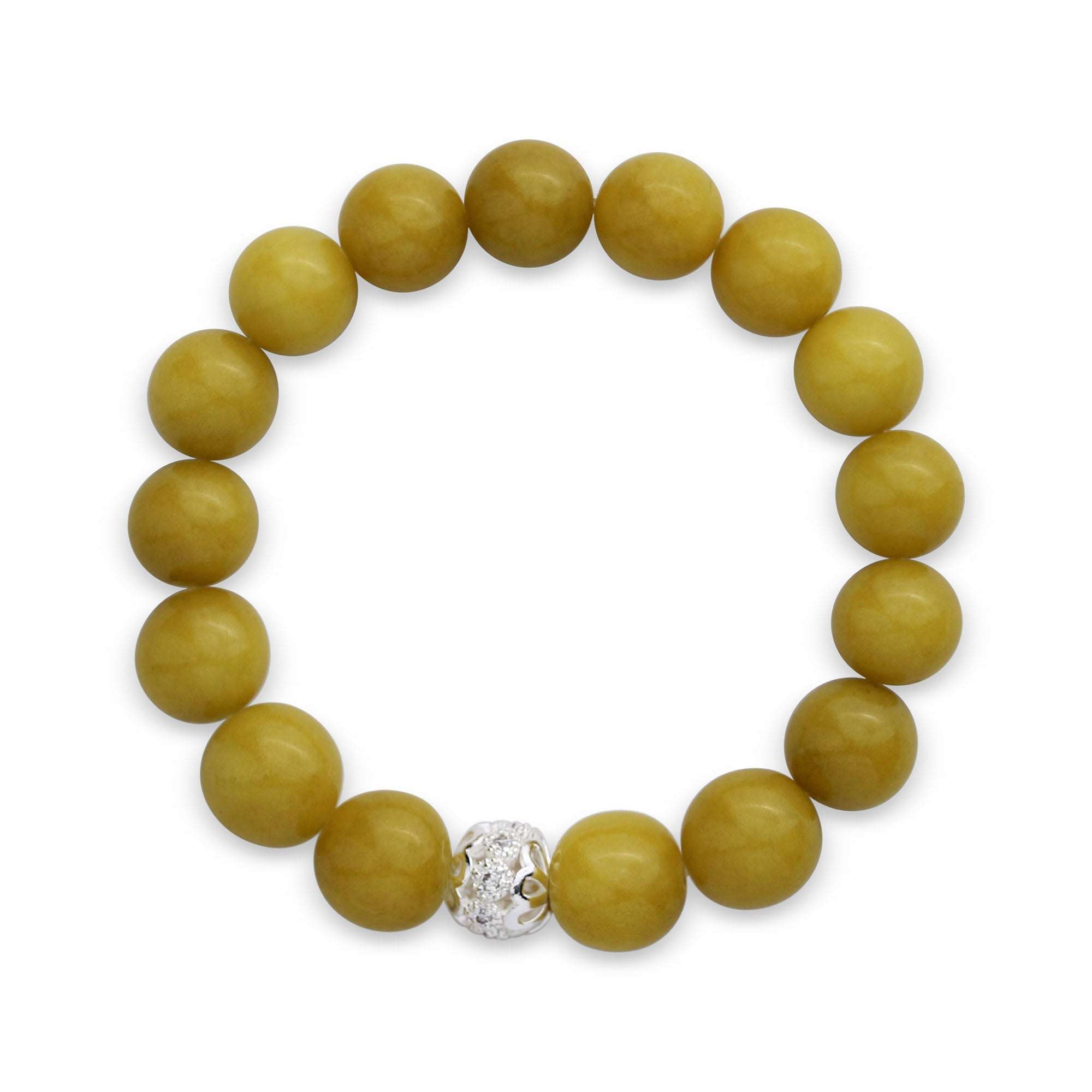 Rokassprādze no krāsota ķīniešu nefrīta sinepju krāsā ar sudraba krāsas ieliktni