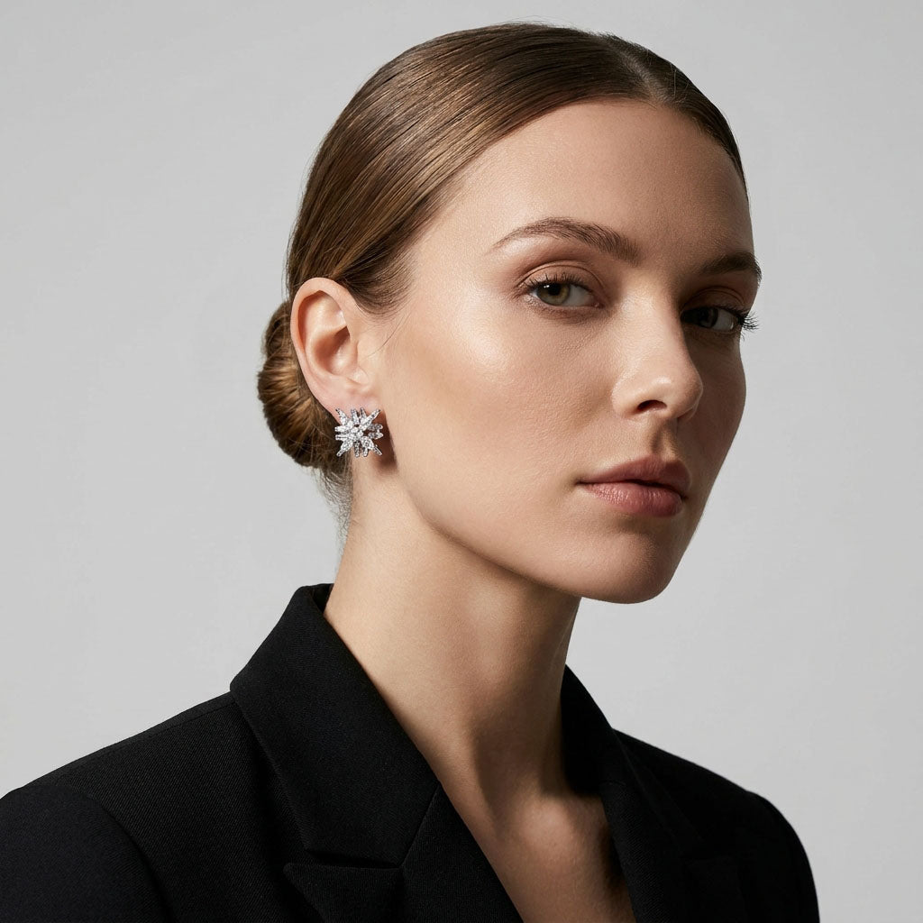 Sudraba krāsas klipšu auskari