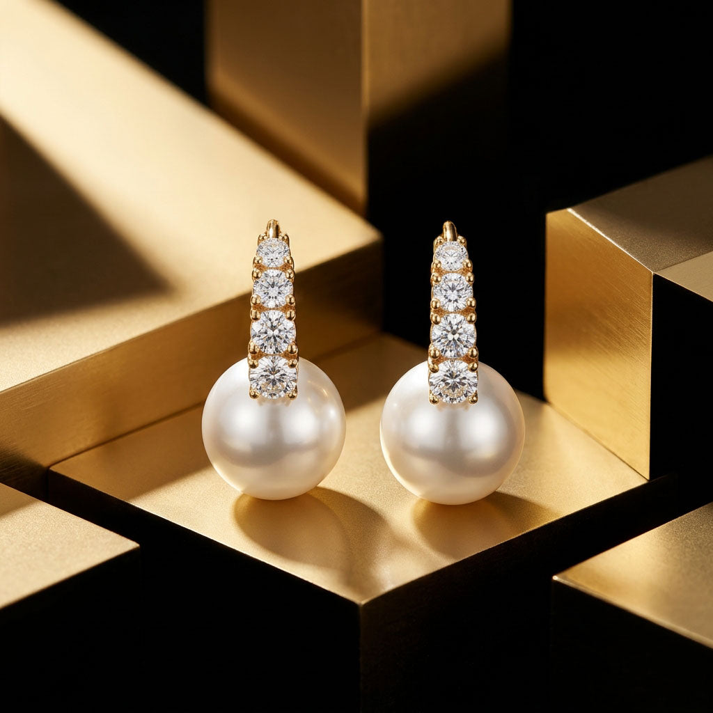 Neli tsirkooni ja pärli kõrvarõngad