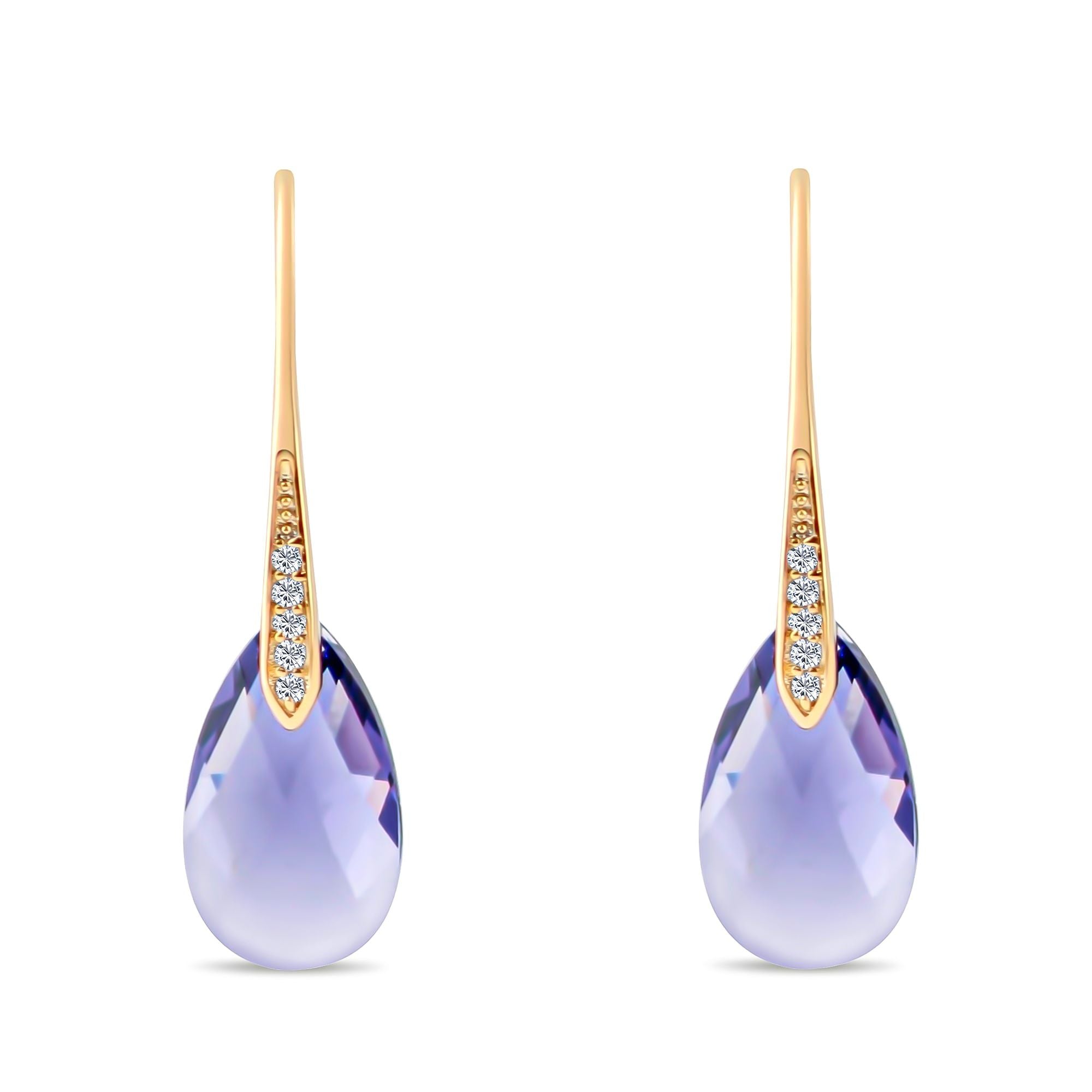 Garie auskari ar Swarovski kristālu lillā tonī un akmentiņiem