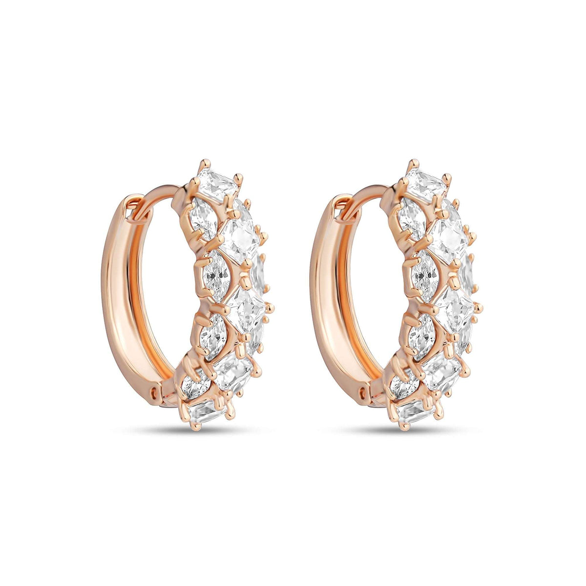 Universāli auskari ar dažādu krāsu kristāliem un zelta pārklājumu