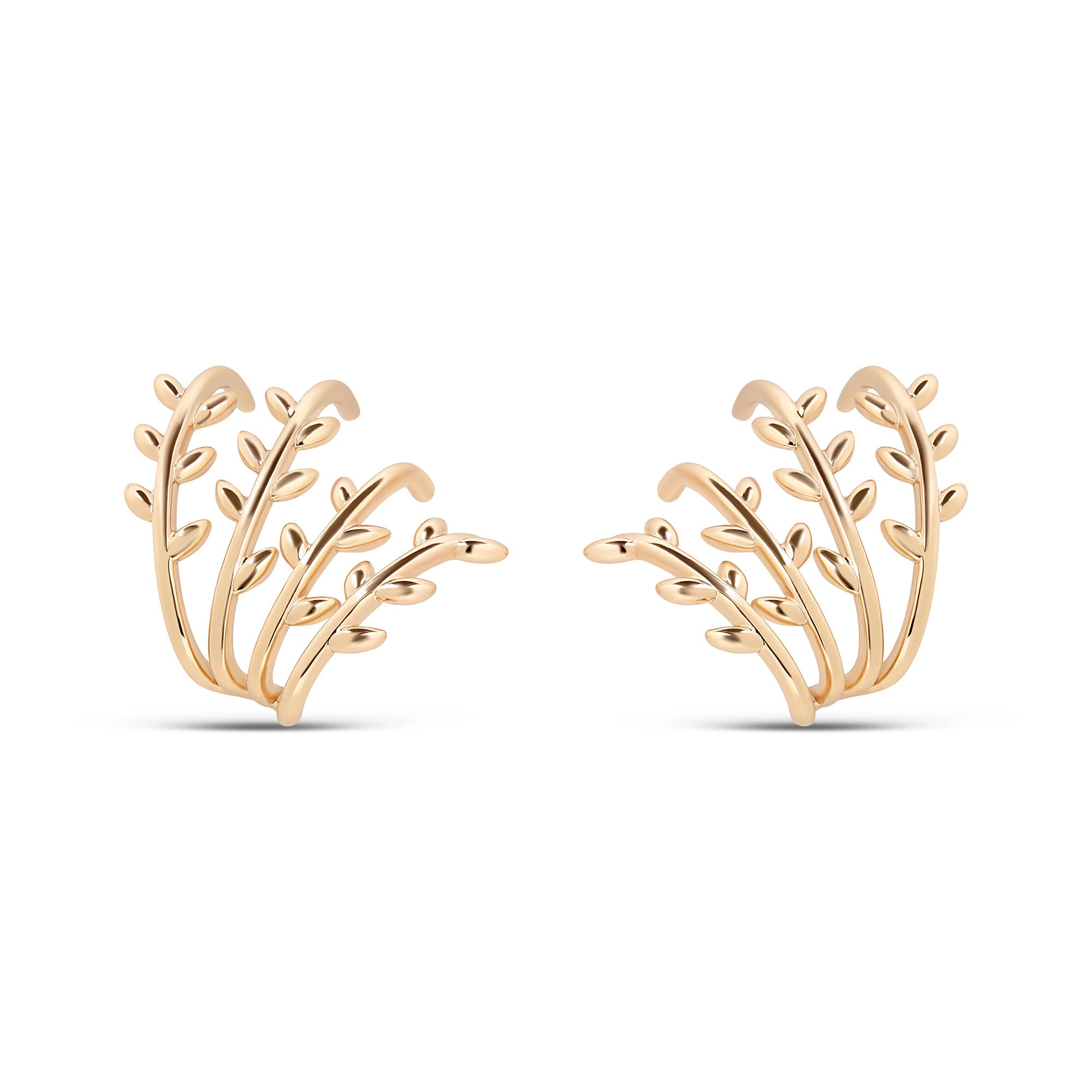 Ziedu stila auskari ar plūstošu lapu siluetu