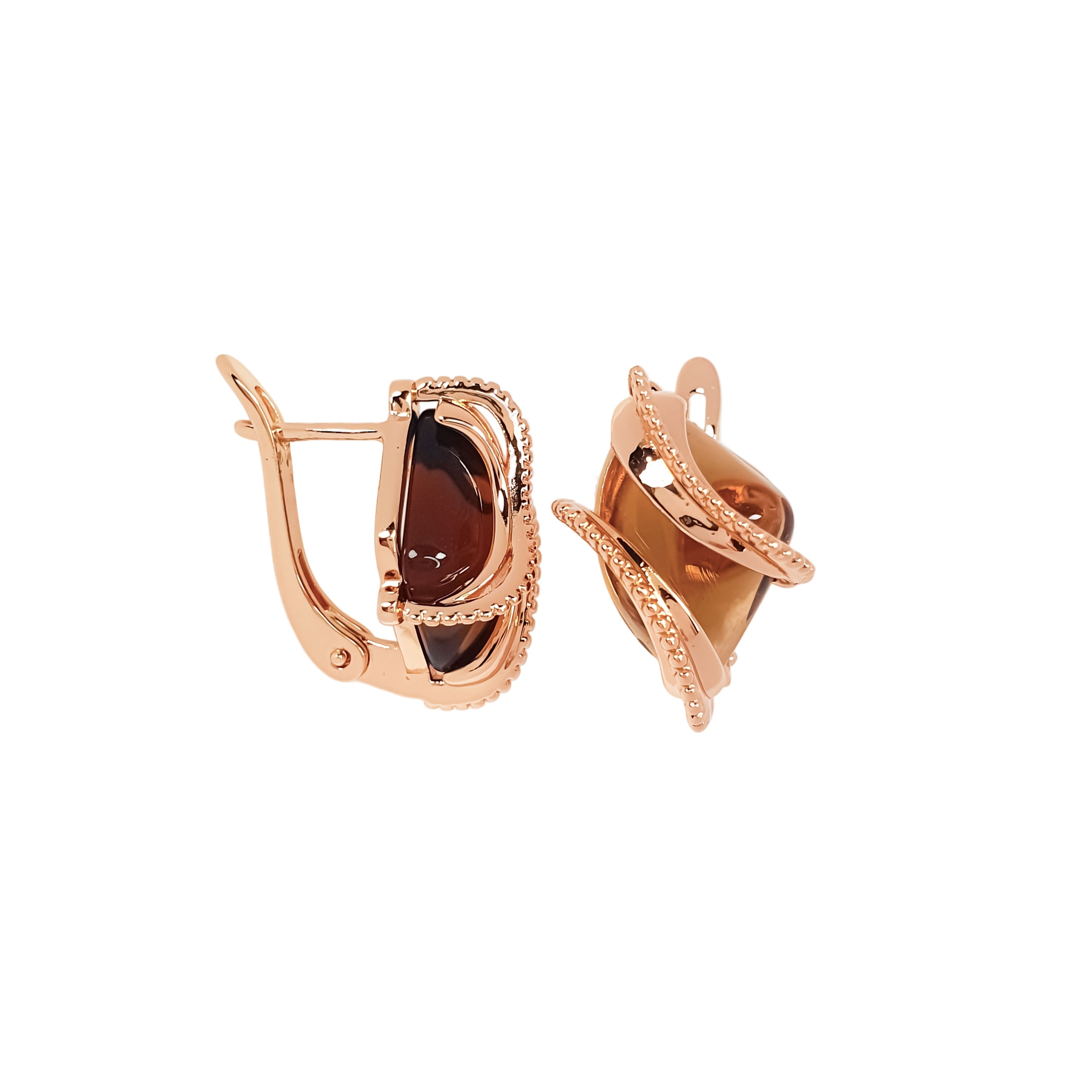 Dziļi brūna cirkona auskari zelta tonī