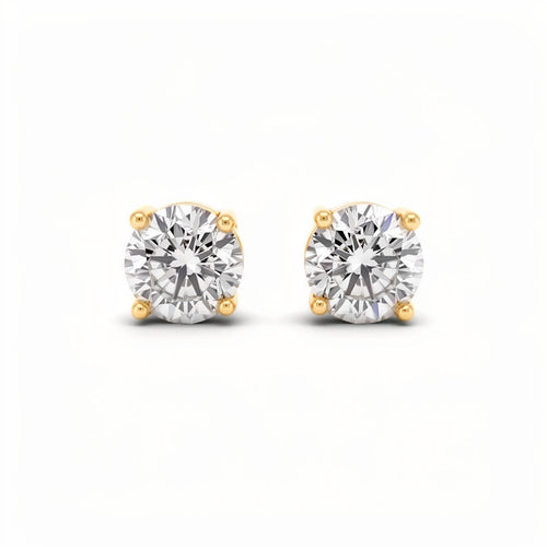 Zelta krāsas nagliņauskari ar lielu, dzidru un mirdzošu cirkonu