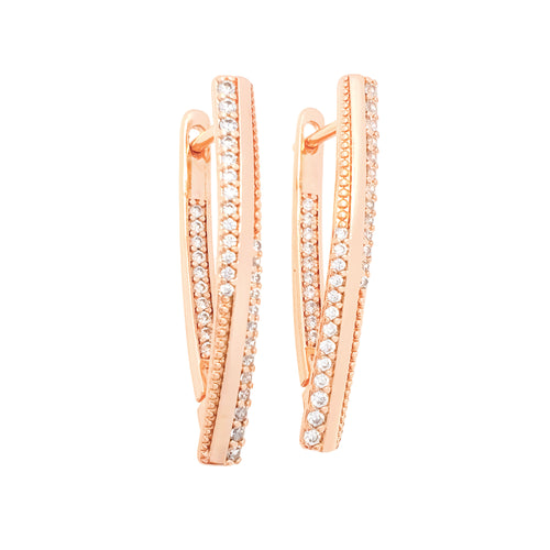 Mirdzoši auskari ar cirkona akmeņiem un angļu aizdari 18K zelta krāsā