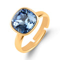 Gredzens no medicīniskā zelta ar lielu zilu kristālu