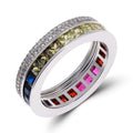 Daudzkrāsains cirkonu gredzens ar rodija pārklājumu