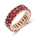 Masīvs sarkano cirkonu gredzens ar spīdīgu zelta pārklājumu