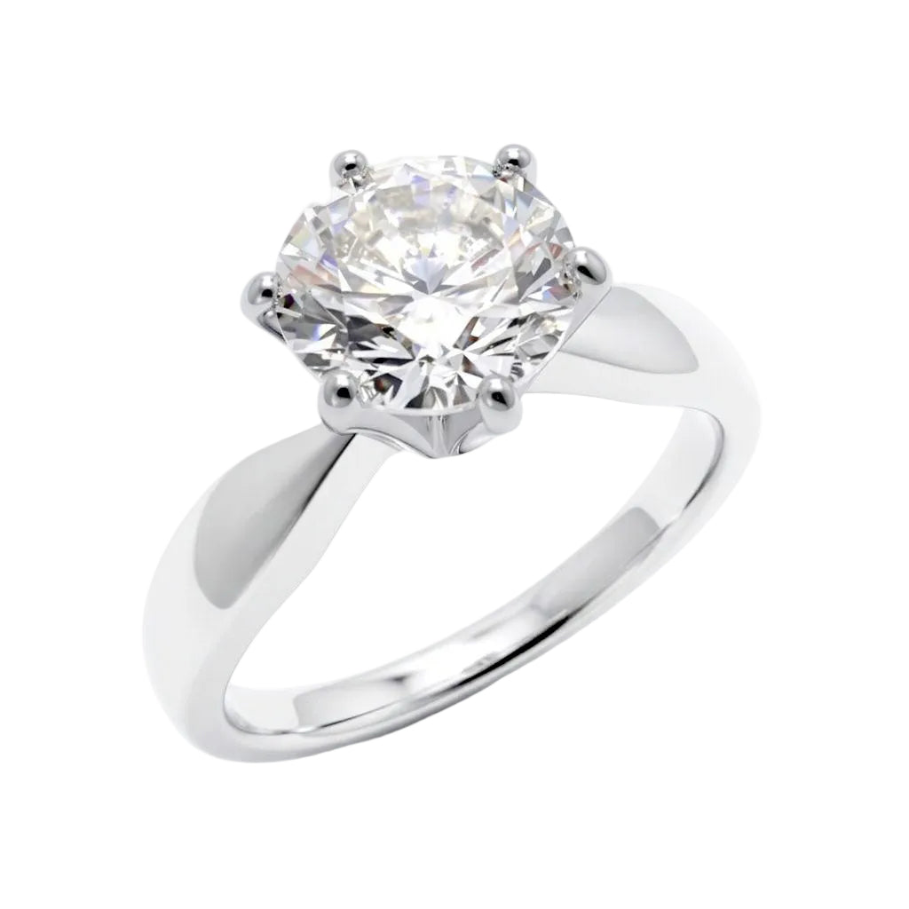 Klasisks solitāra gredzens ar lielu centrālo cirkonu un platīnas pārklājumu