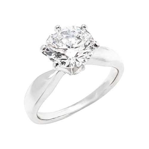 Klasisks solitāra gredzens ar lielu centrālo cirkonu un platīnas pārklājumu