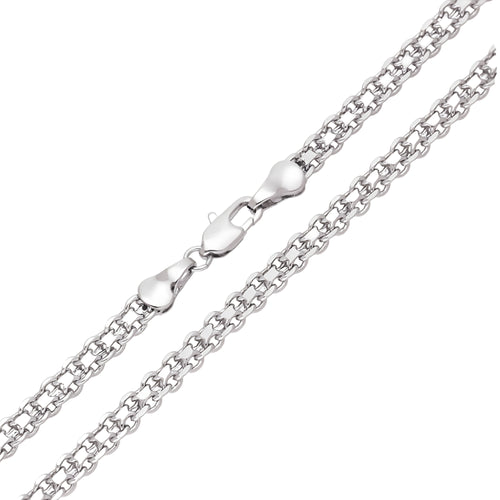 Sudraba krāsas Bismarka pinuma ķēdīte 4 mm platumā