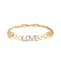 Zelta krāsas LOVE aproce ar cirkoniem un regulējamu garumu